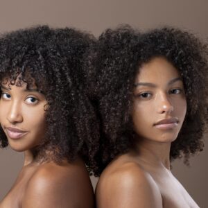 Home portrait beautiful black women posing together